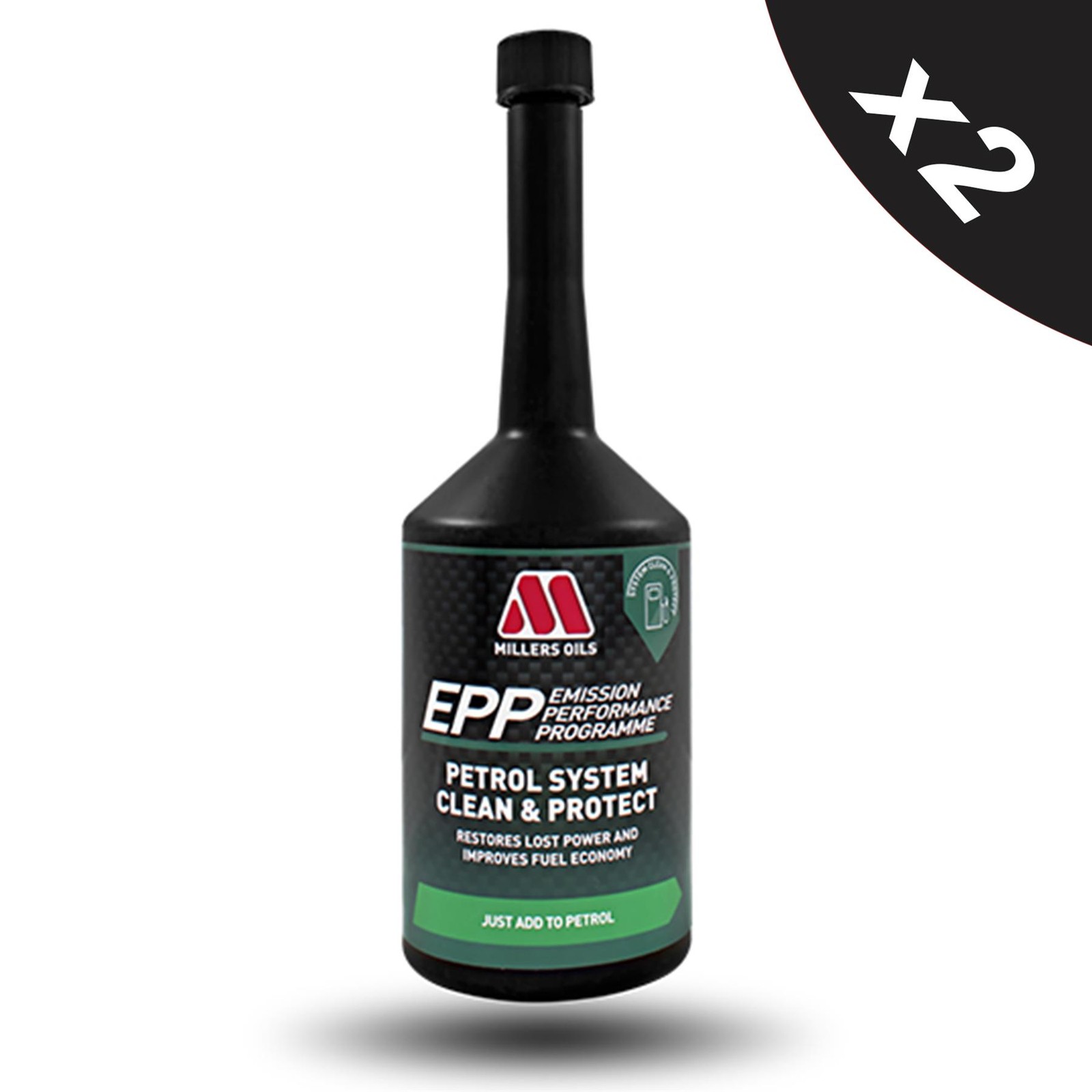 2x MILLERS EPP Petrol System Clean & Protect 400ml  Cleans Injectors Carburetor