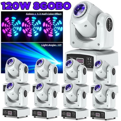 8PCS 120W LED Moving Head Light RGBW Gobo Beam Stage DMX Spot Lighting DJ Disco