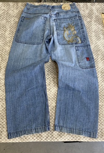 Jnco Jeans Dragon Wide Leg Embroidered 34x32 Red Tag - Picture 2 of 14