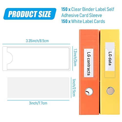 300 Pieces Self Adhesive Label Pockets Holders Set, 150 Clear ...