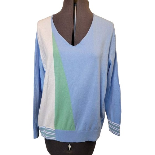 Zaket & Plover Coler Block Pullover Lightweight V Neck Sweater Womens Size L