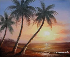 Quality Hand Painted Oil Painting, Sunrise over the Pacific Ocean, 8x10in