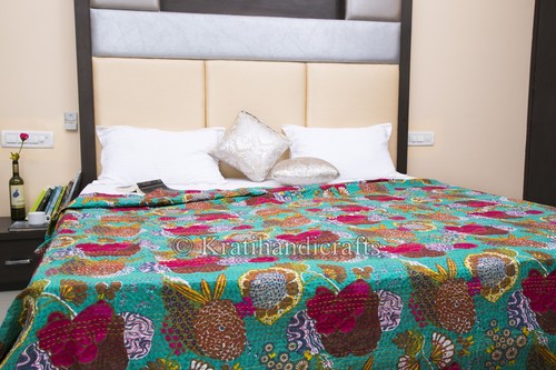 Indien Ethnic Throw Kantha Ralli - Gudari Blanket,Bohemian Decor Bedspread,Quilt