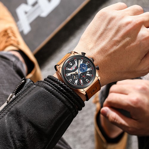 CURREN Sport Mens Wrist Watch Men Quartz Leather Chronograph Waterproof Watches - Picture 4 of 18