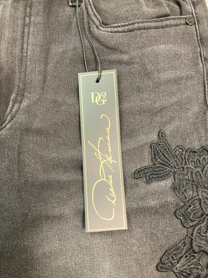 Jeans jeans Diane Gilman DG2 feminino cropped preto renda floral stretch skinny - Imagem 4 de 4