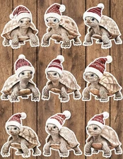 Christmas Turtle Vinyl Die Cut Stickers Set Scrapbooking Laptop Waterbottle 