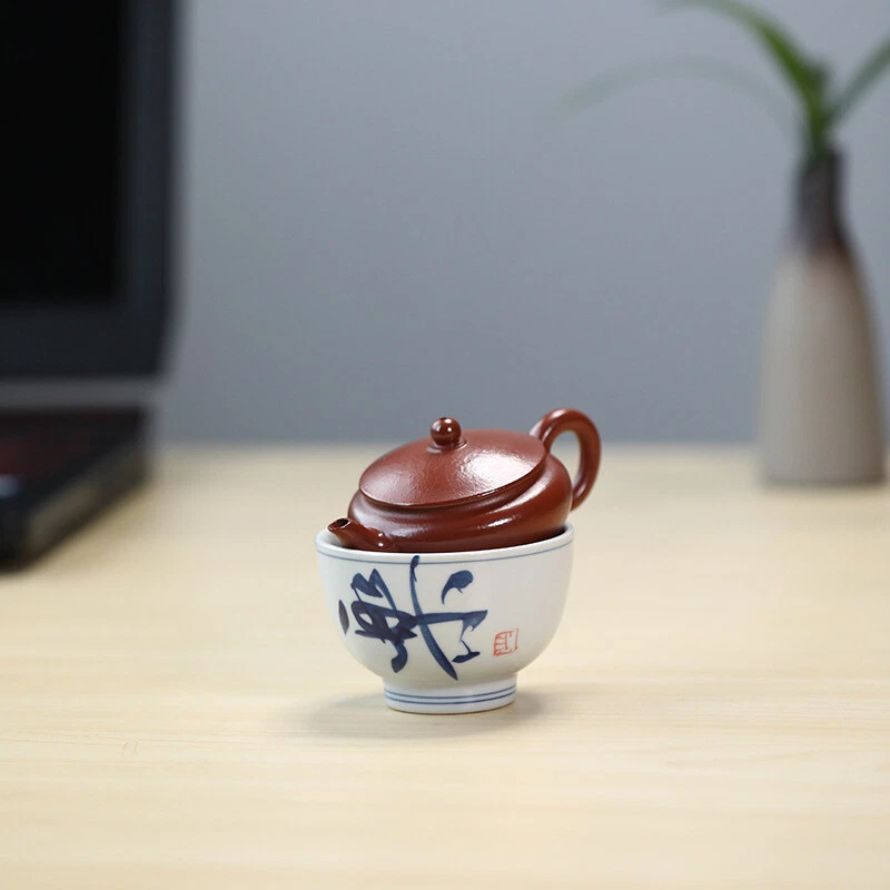 True Yixing Zisha Zhu Clay Tea Pot Porcelain Tea Cup Chinese Kungfu Pot Marked - Image 2 of 4