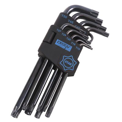 9PCS Torx Star Allen Wrench Set T10-T50 Long Arm Chrome Vanadium