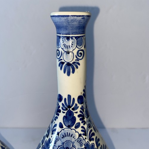 2 Vintage handbemalte Delfts Holland Sockel Knospe Vase Windmühle und Blumen - Bild 4 von 7