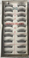 Vintage CATTLEYA KADOLIA Human Hair False Eyelashes Black Set Of 10 NIB