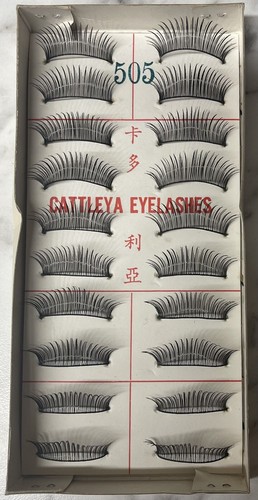 Vintage Cattleya Kadolia Echthaar Falsche Wimpern Schwarz 10er Set Neu im Karton