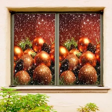 3D Snow A21 Christmas Window Film Print Sticker Cling Stained Glass Xmas Zoe