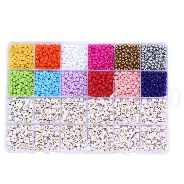 Diy 2700 StüCk Perlenset Acryl Perlen Mit Bunt Gold Buchstaben Armband Machen-image