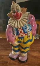 Vintage Clown Bank 1985 Plastic Small World Importers Piggy Bank 7" Tall 
