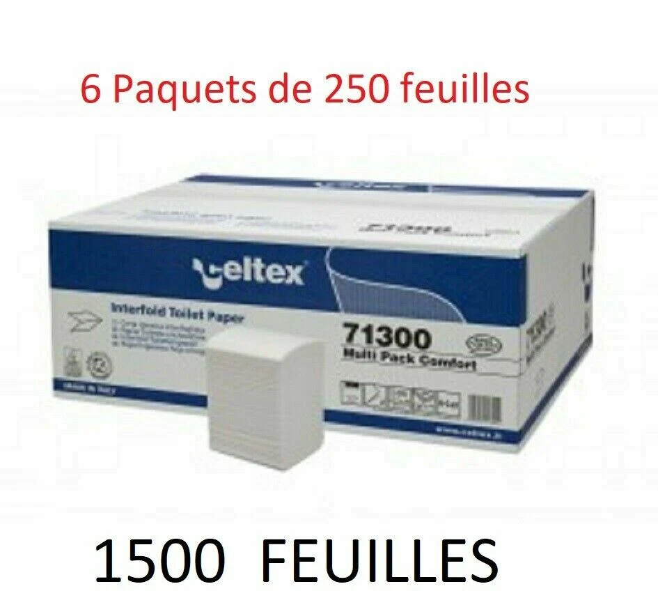 PAPIER WC TOILETTE ENCHEVETRE PURE OUATE BLANC 6 paquets de DE 250 F 11x18 CM