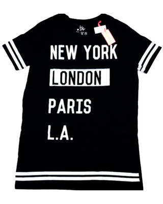 Primark Black And White City Named Theme Short Sleeves T-Shirt - Clearance Sale