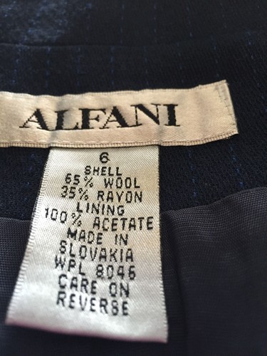 ALFANI LADIES WOMEN'S Dark Blue Stripes Wool/Rayon Career Jacket Blazer Size 6 - Picture 10 of 11