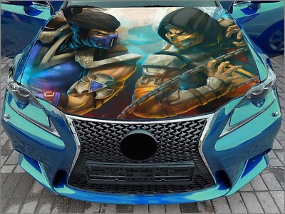 Car Hood Wrap Scorpion & Sub-Zero Sticker Mortal Kombat Color Custom Decal