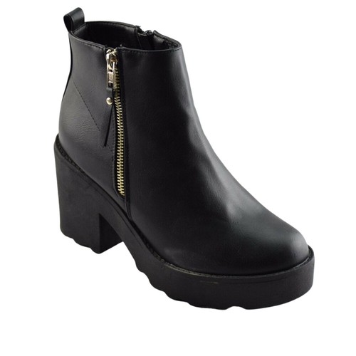 Stivali da combattimento Tartufo Perla 1 Micro Nero Pu Donna Piattaforma alla caviglia Vegan - Foto 1 di 6