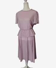 Vtg 80s Dress Size Medium Midi Sheer Lavender