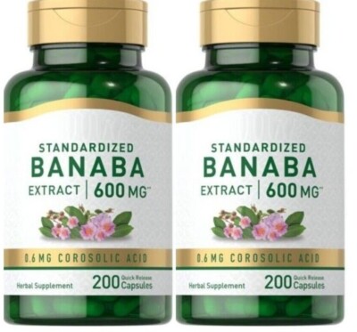 Banaba 600mg Leaf Extract 2X200 Caps Stand Corosolic Acid 0.6mg Lagerstroemia 