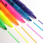 12Pc HIGHLIGHTER PEN SET Fluorescent Neon High Lighting Colours Chisel Markers