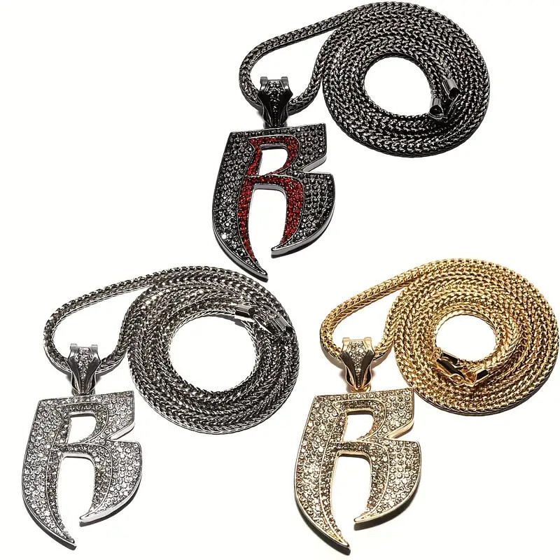Hip Hop Large Ruff Ryder R Cubic Zirconia Iced Pendant 36