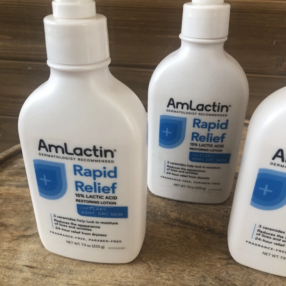 (3) Loción corporal restauradora de alivio rápido AmLactin para piel seca 7,9 OZ cada una Foto 4 de 4