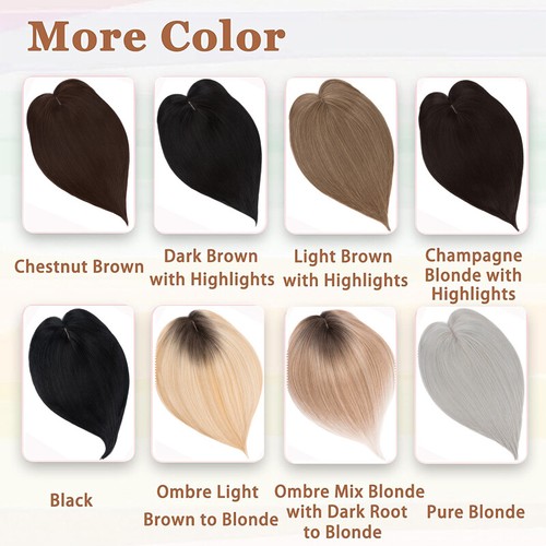 NEW Natural Thick Hairpiece As Human Hair Topper Women Wiglet Clip In On Toupee - Picture 13 of 111