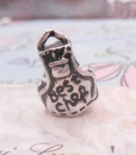 PUGSTER SILVER BEST CHEF APRON COOKING BAKING BRACELET CHARM BEAD & GIFT POUCH!
