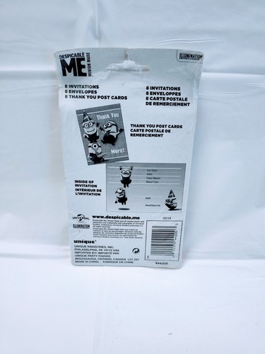 Despicable Me Minion 8 Invitations & Thank You Post Cards Birthday Party 8 ct - 第 2/2 張圖片