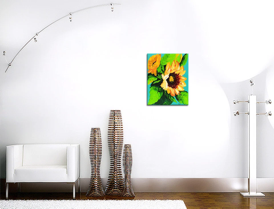 NOVAARTE Acryl Bild Gemälde Sonnenblumen Abstrakte Malerei Kunst Modern ORIGINAL - Bild 3 von 4