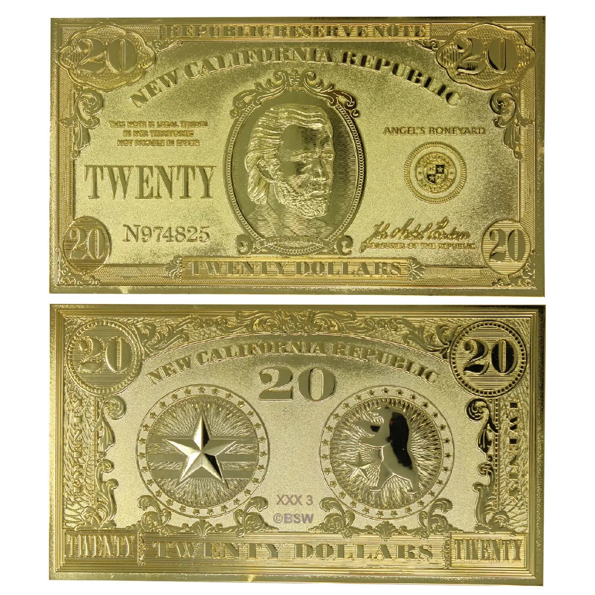 Fallout:New Vegas NCR$20紙幣 24Kゴールドプレーテッド Fallout: New Vegas Limited Edition 24K Gold Plated Replica