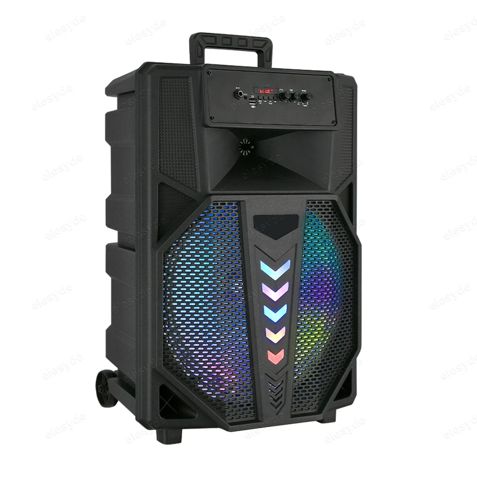 Altavoz Bluetooth Recargable 10.000W 15" con Luces LED de Fiesta, Micrófono con Cable y Soporte Foto 3 de 4