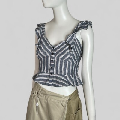 Marissa Webb Blue Stripe Crop Top