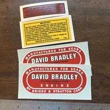 David Bradley engine decal Sears B&S Air filter Set of 2 DB And Air Cleaner T 4