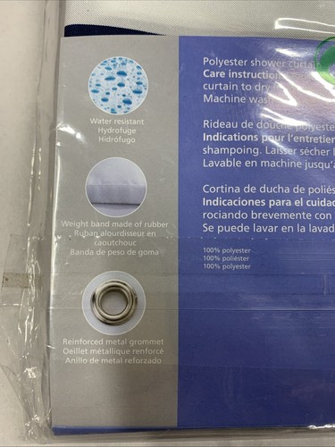 Shower Curtain Marine Blue - Size 70" X 78" w/12 Matching Shower Hooks Included - Picture 4 of 7