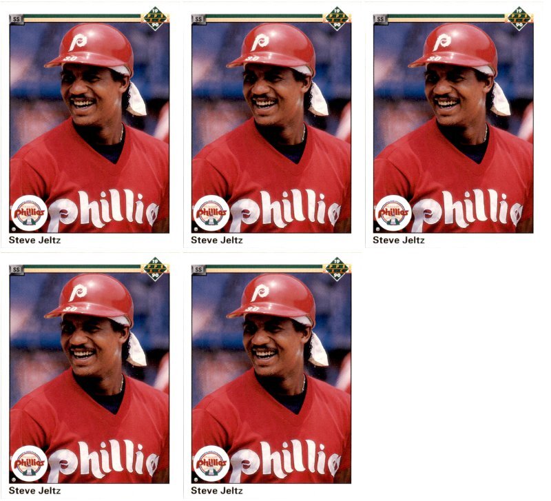 (5) 1990 Upper Deck #495 Steve Jeltz Philadelphia Phillies Card Lot