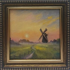 Oil painting Rural landscape Original artistic realistic painting 4x4