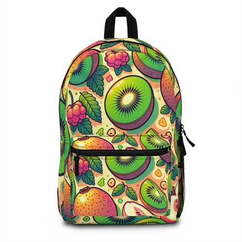 Kiwi Fruit Backpack - Tropical Canvas Bag for Travel, School, Hiking, Work, Gift - Picture 2 of 5