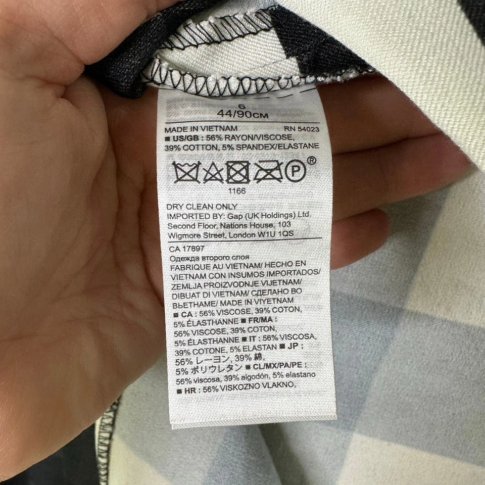 Funda de vestir para mujer Banana Republic 6 negra blanca a cuadros informal de negocios usada en excelente estado Foto 4 de 4