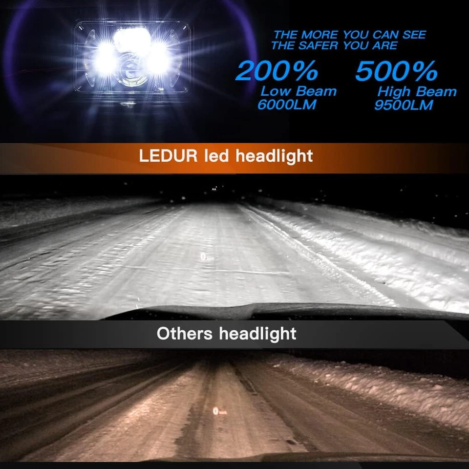 4x 4x6 英寸 LED 车头灯 适合 GMC C1500 C2500 C3500 K1500 2500 3500 1982 - 1986 卡车 — 第 3/4 张图片