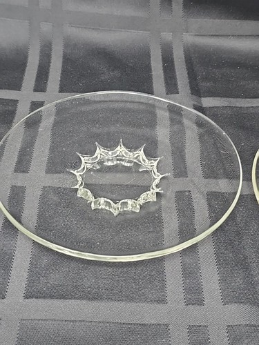 (6) Vintage Clear Glass 6" Dessert Plates~Blown Glass Starburst Pedestal Base - Picture 13 of 15