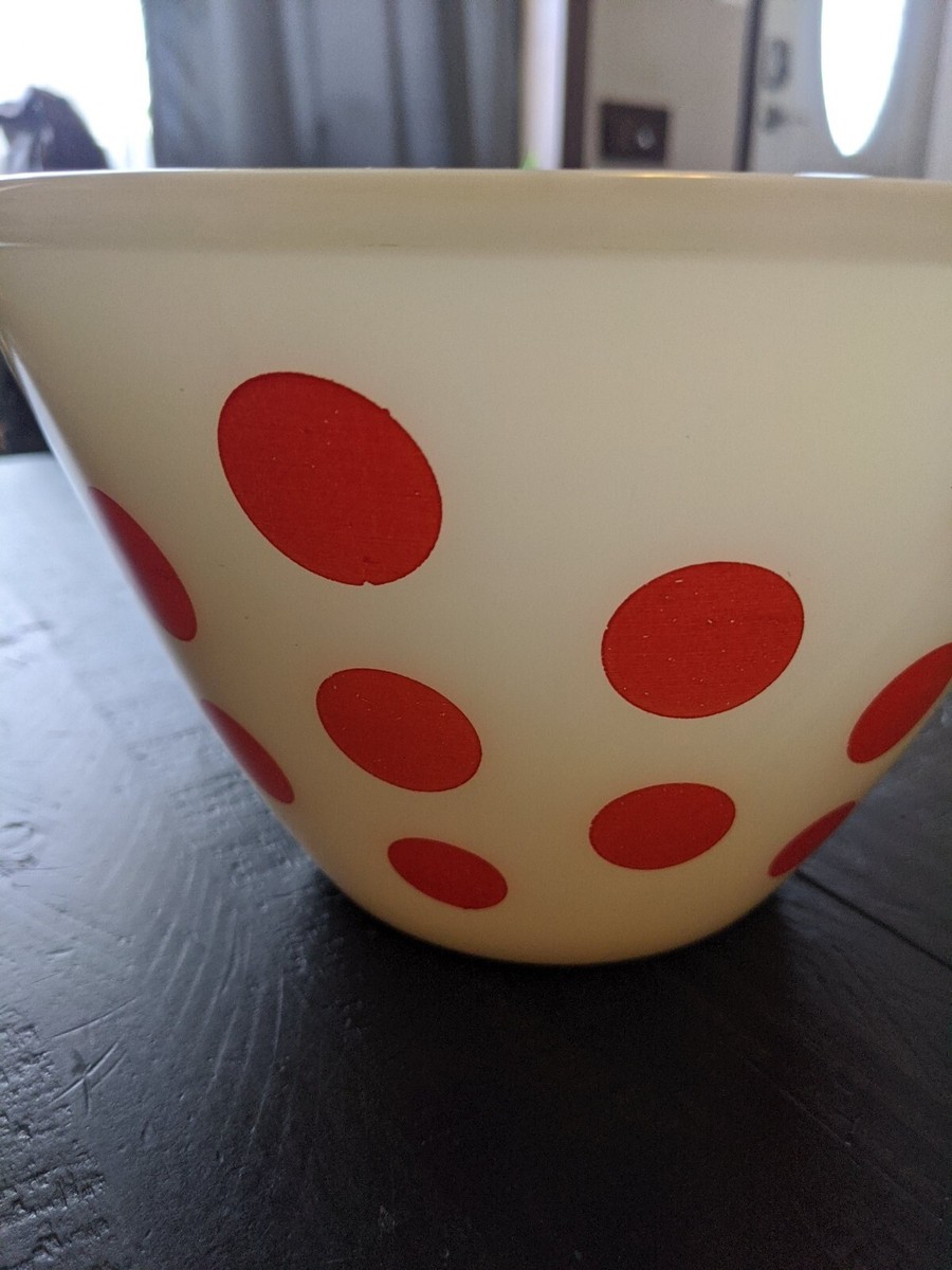 オランダの瓶　② Vintage Fire King Orange Polka Dot Mixing Bowl Oven Ware 8 1