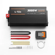 LiTime 3000W Pure Sine Wave Inverter 12V DC to 120V AC Converter Remote Control