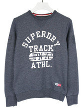 SUPERDRY Track  Field Sweatshirt Men's SMALL Big Logo Crew Neck Blue Pullover