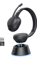 FXWONTY Wireless Headset, Wireless Headphones with Mic AI Noise Cancelling 