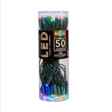 5mm Multi Color White Twinkle LED Green Wire 50 Light Set