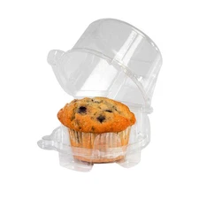 Lindar 0112 Hinged Lid Single Serve Large Cupcake/Muffin Container PET, 300/Case
