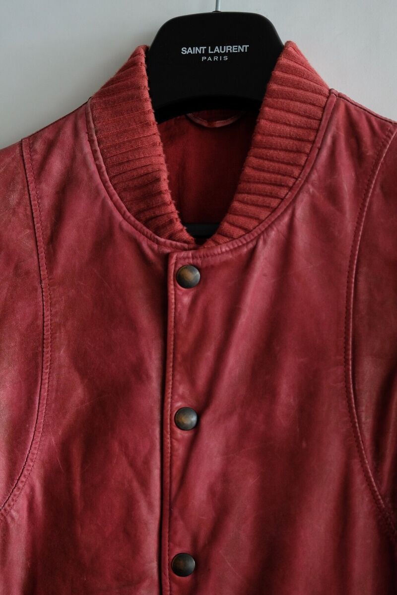 Balmain Red Leather Jacket Christophe Decarnin Teddy Bomber Balmain Red Leather Jacket Christophe Decarnin Teddy Bomber